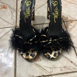 So Me Leopard Print Women's Shoes with Black Fur